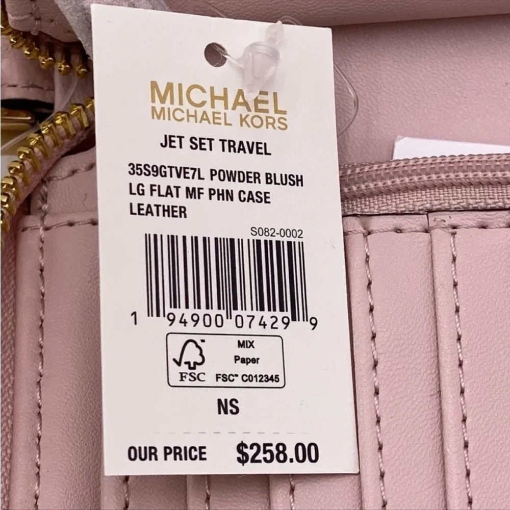 Michael Kors Jet Set Travel Wallet Phone Case Wristlet Pink New